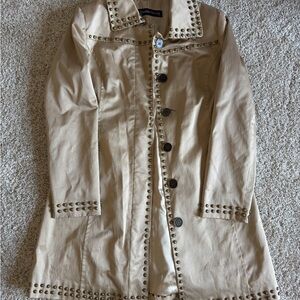 Pamela McCoy Tan Trench Coat with Studded Details